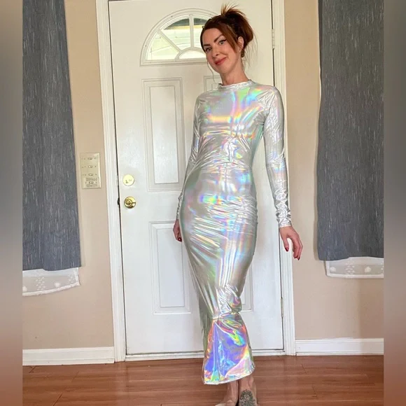 Holographic Long Sleeve Dress Akira NWT - Picture 2 of 8